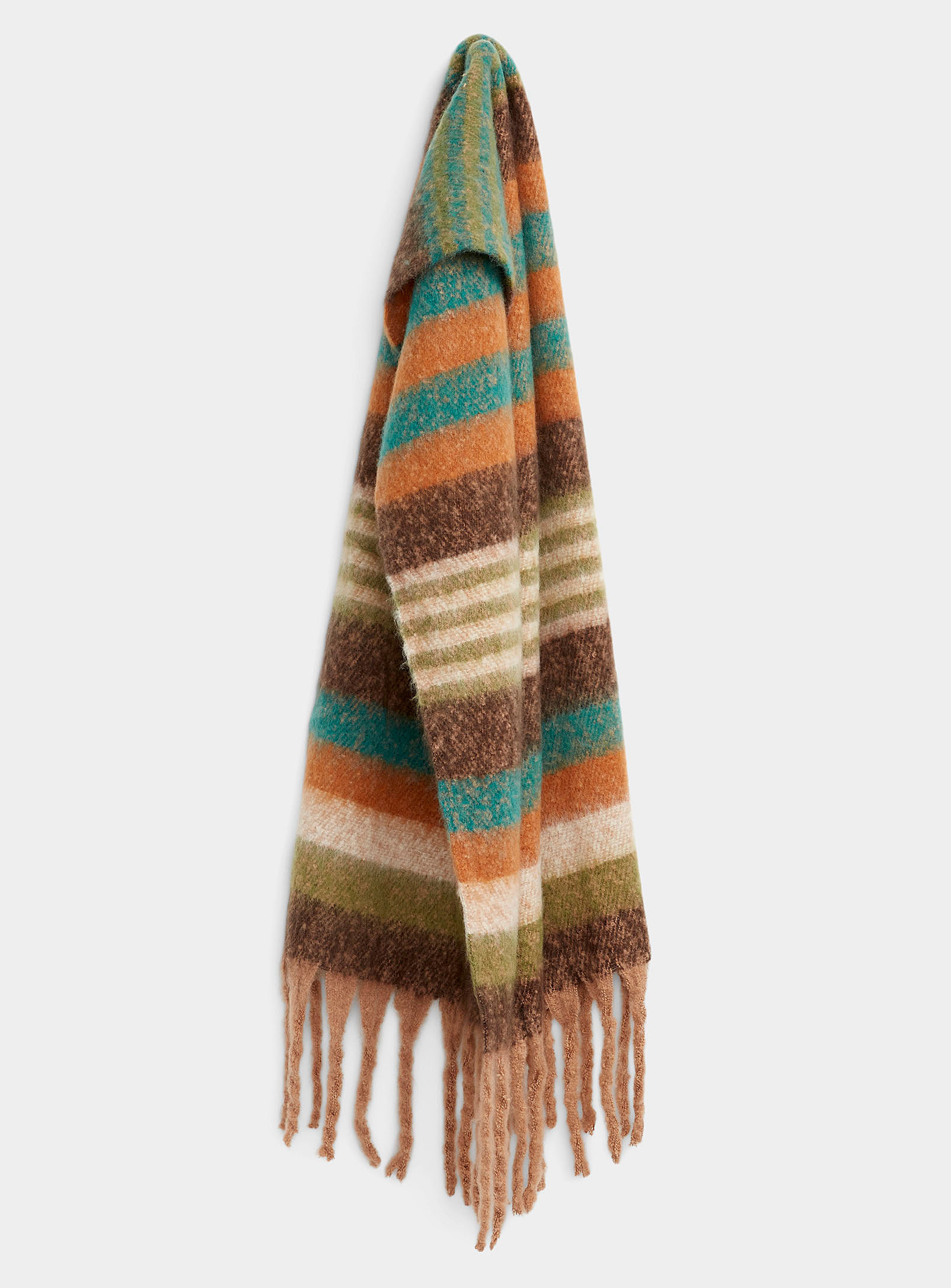 a knit scarf on a blank background