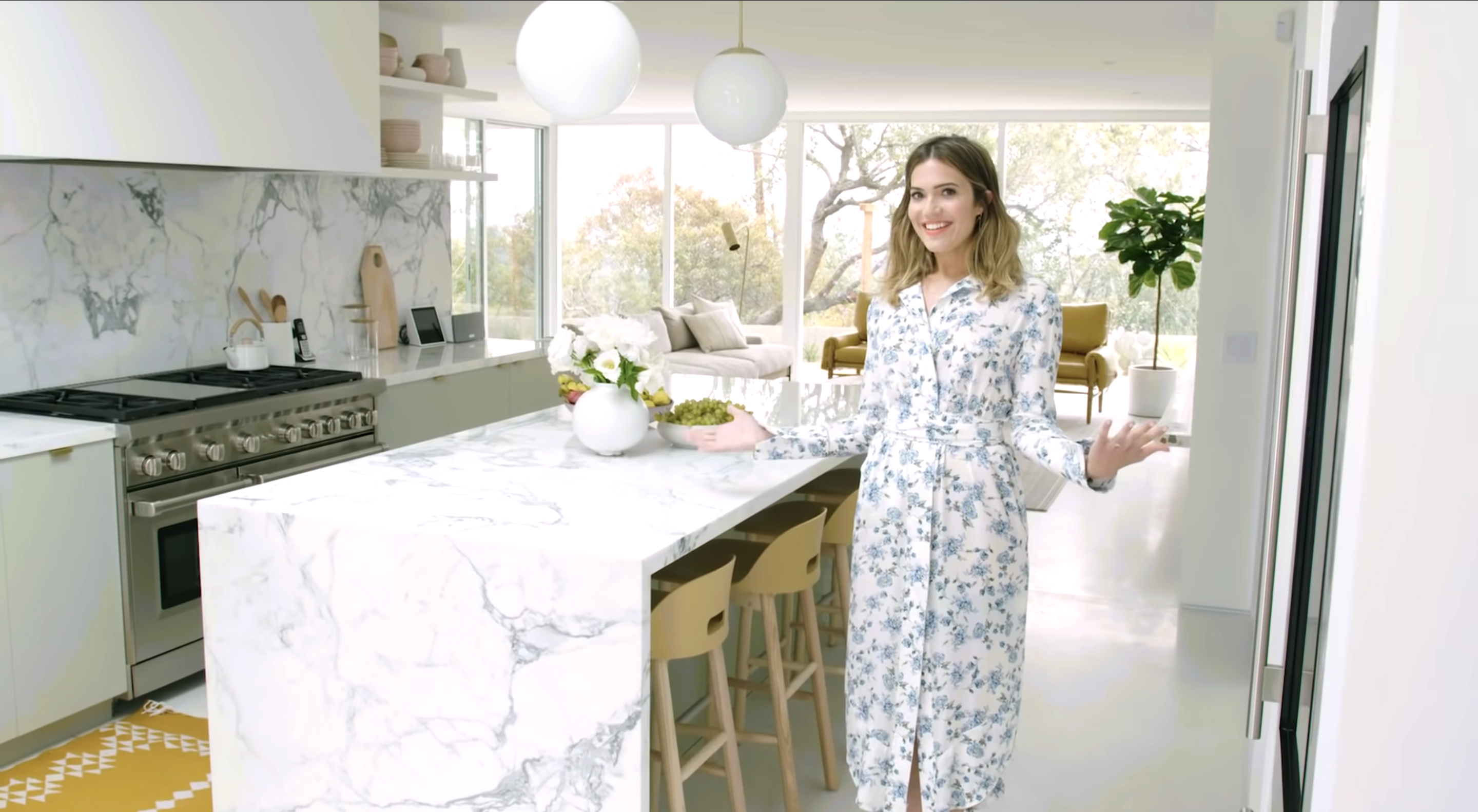 Mandy Moore in her kitchen