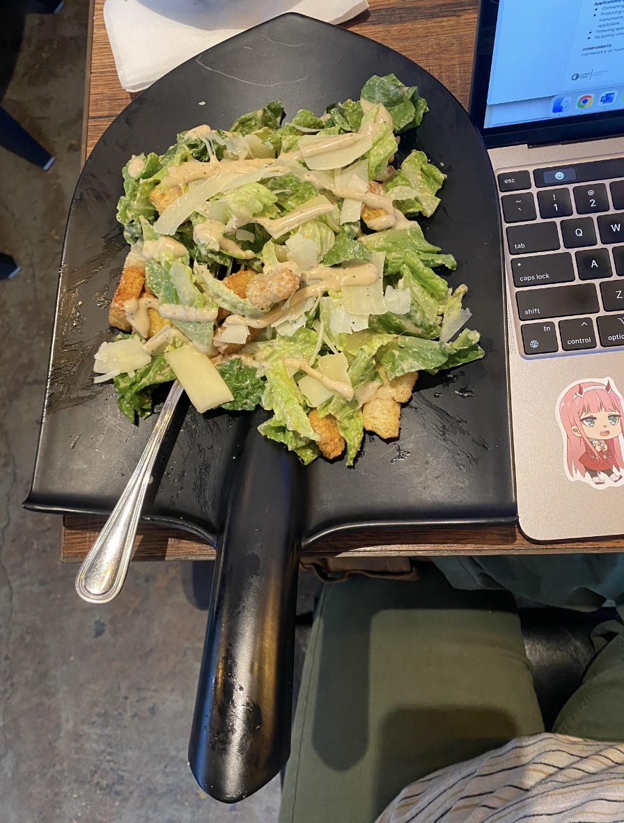 Salad on a shovel