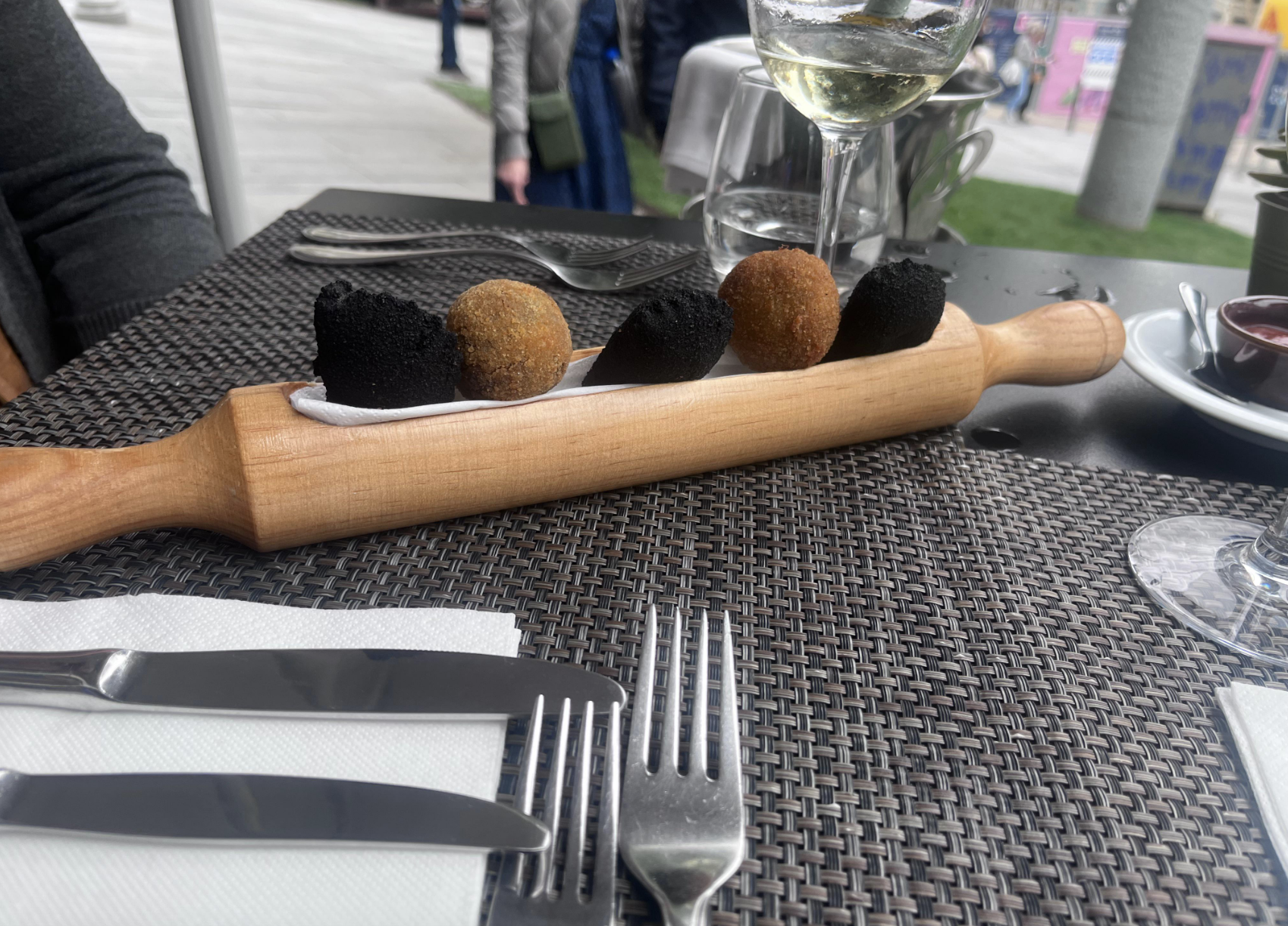 Food resting on a repurposed rolling pin
