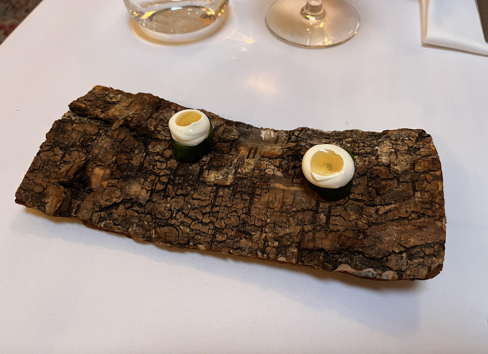 Eggs on a log