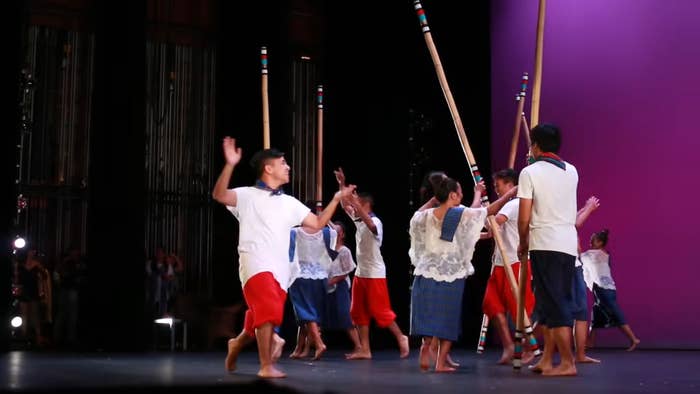 Students performing a Filipino cultural dance