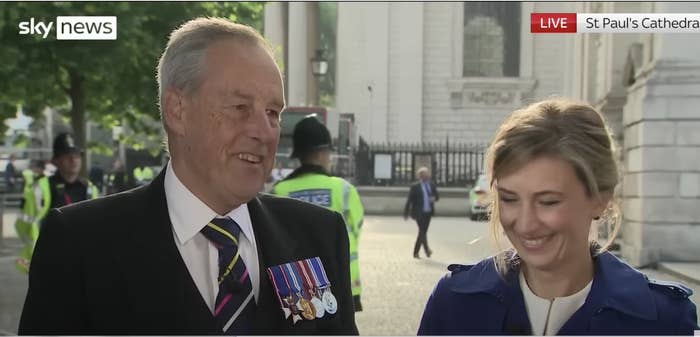 Richard talking to a woman on Sky News