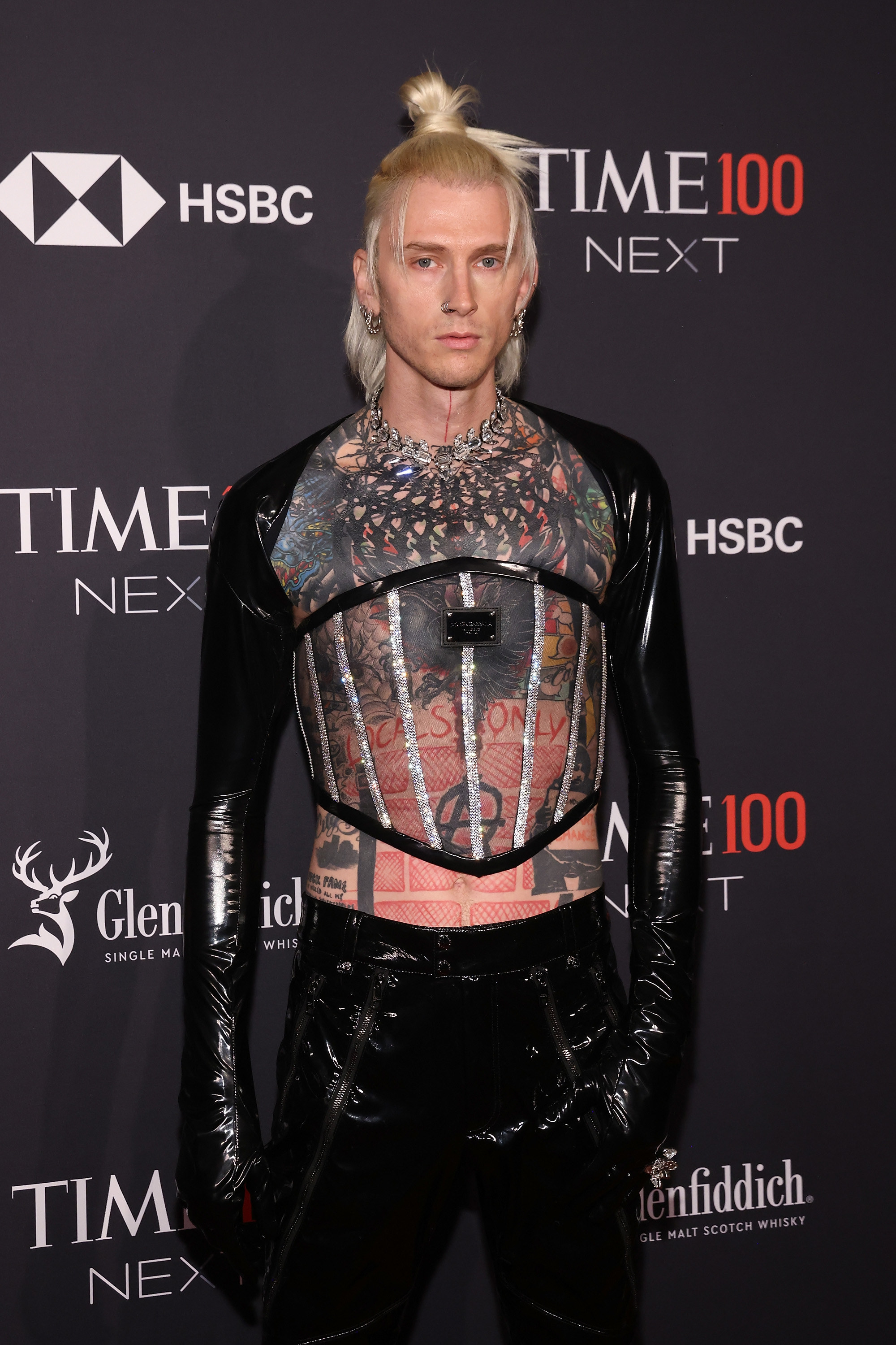 MGK at the Time gala with the top knot