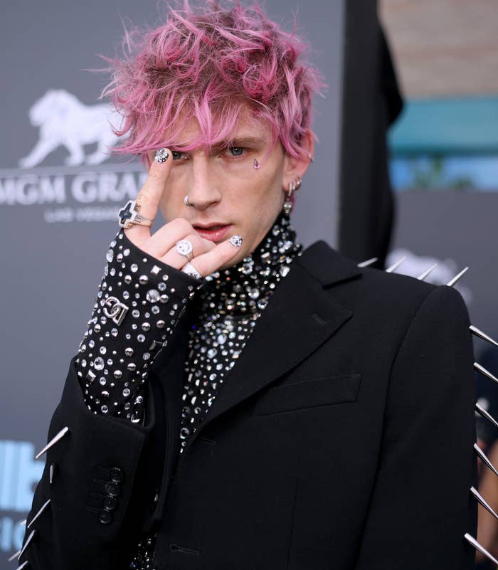 MGK with pink hair