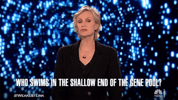 Jane Lynch on &quot;The Weakest Link&quot; saying &quot;Who swims in the shallow end of the gene pool?&quot;