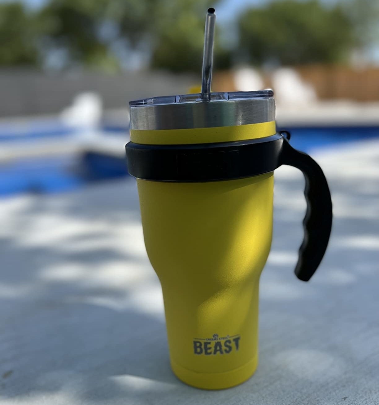 a reviewer photo of the yellow cup