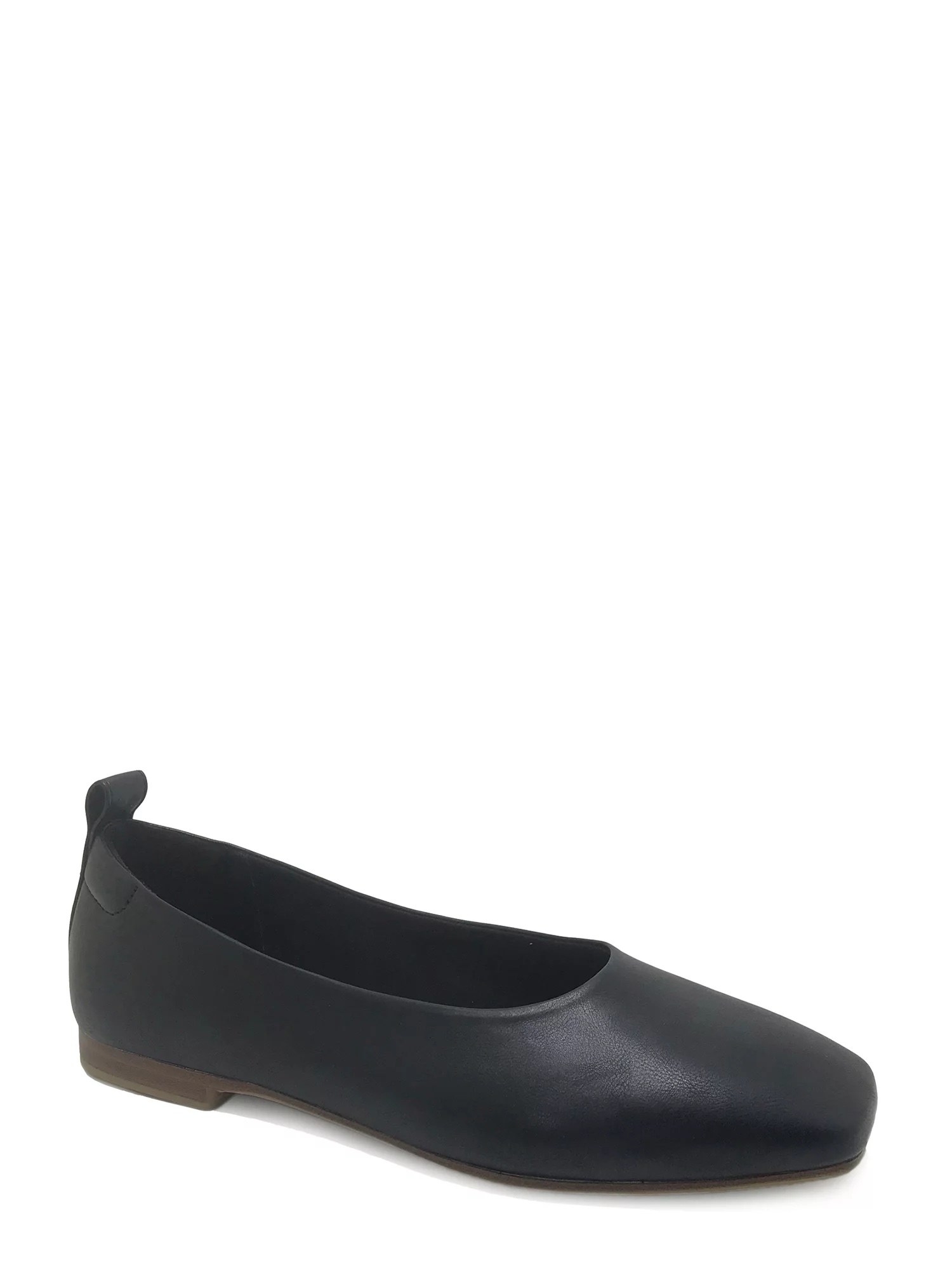 A black flat with a small heel