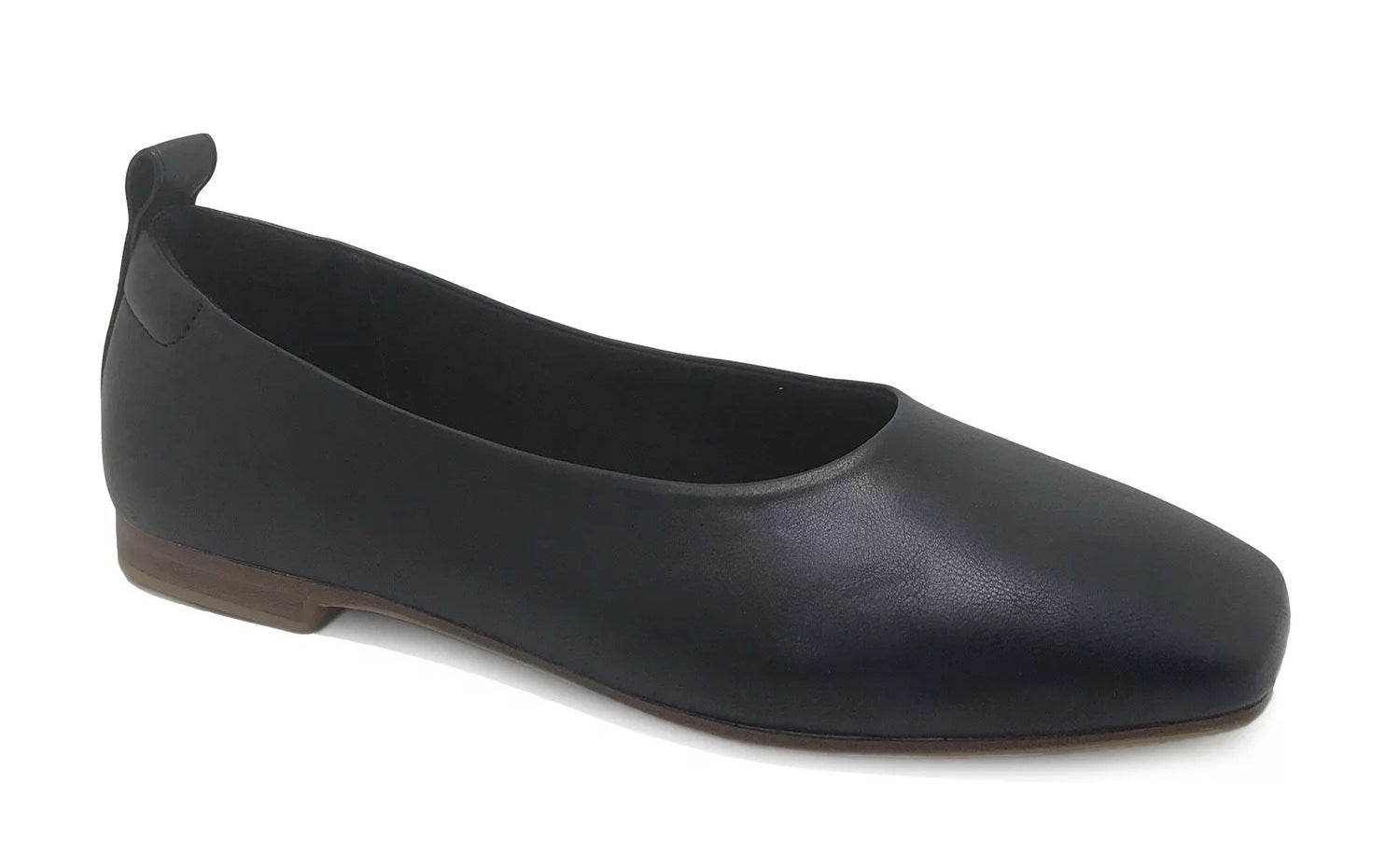 A black flat with a small heel