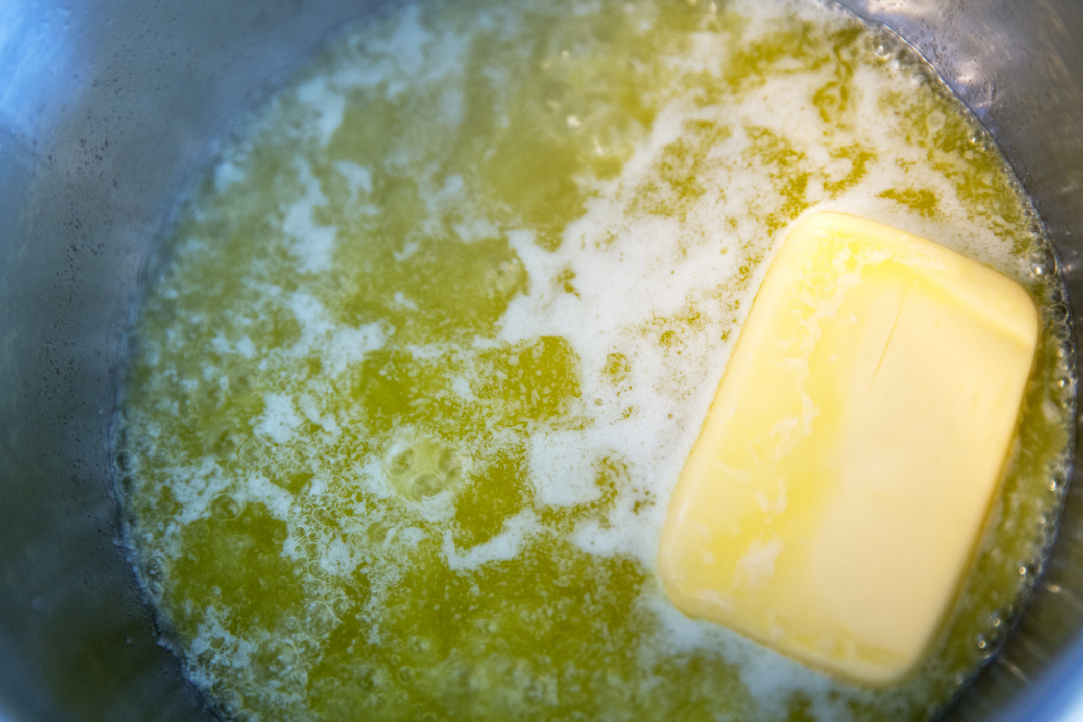 Melting butter in a bowl.