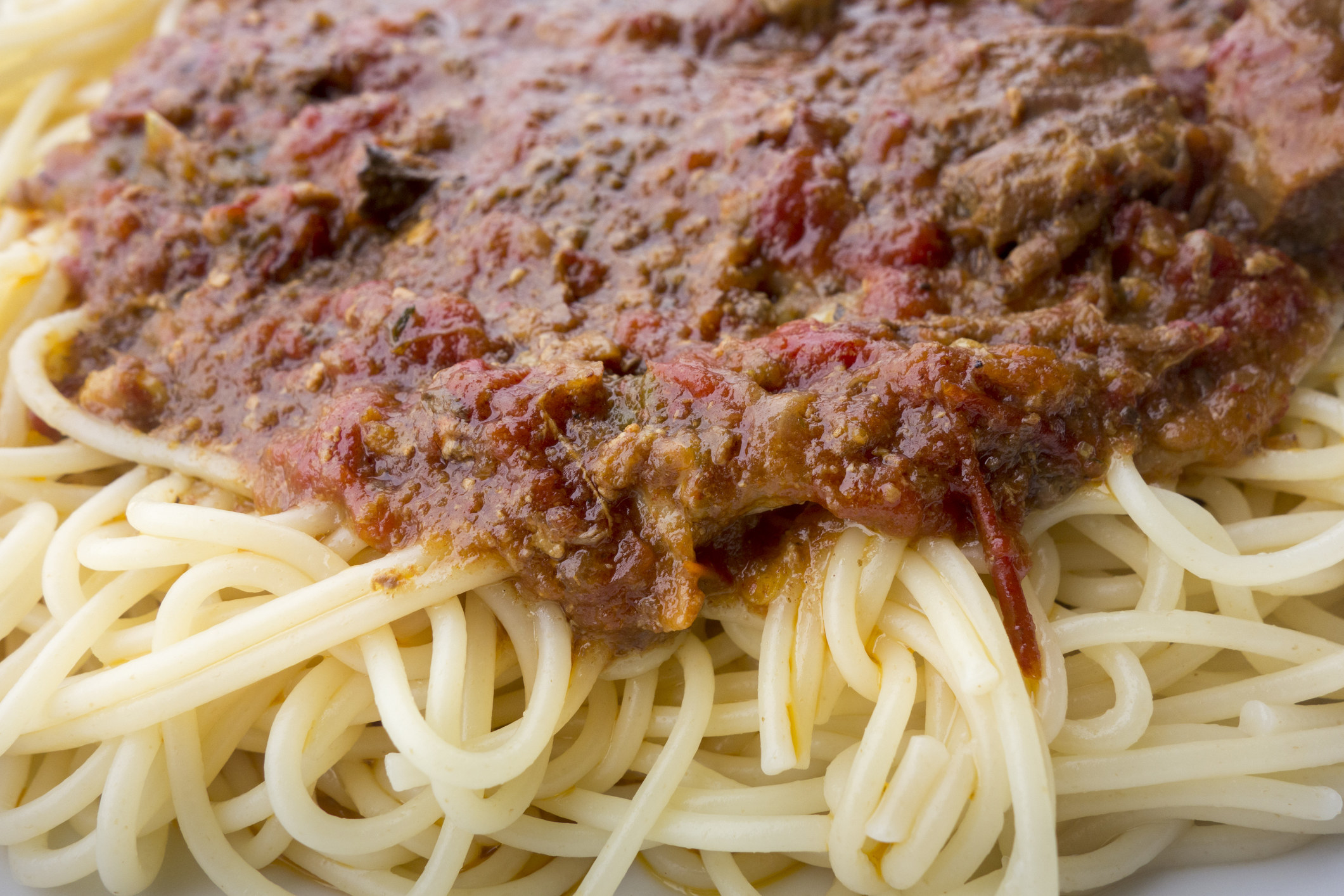 Spaghetti with meat sauce.
