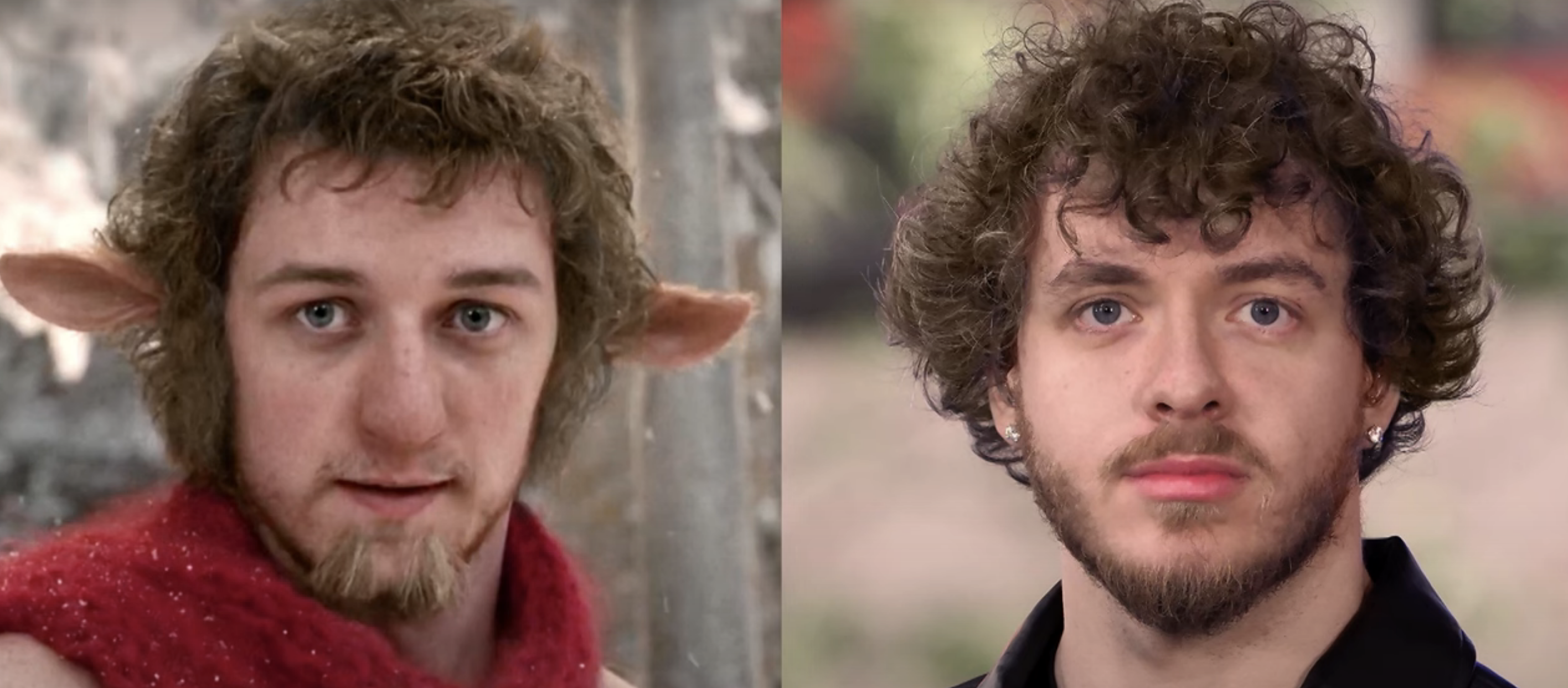 Side-by-side of Mr. Tumnus and Jack Harlow