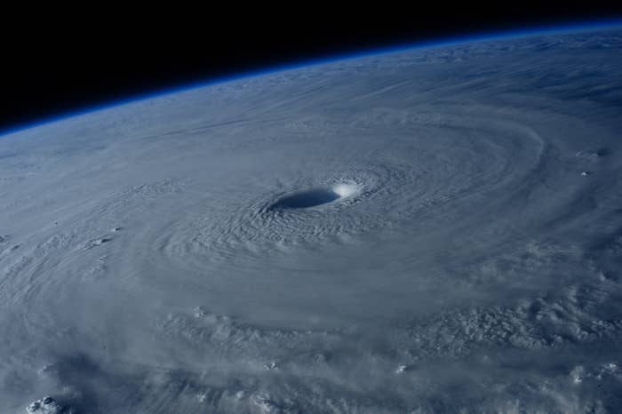 A swirling typhoon from space