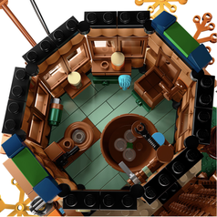 A close up of the bathroom in the Lego treehouse