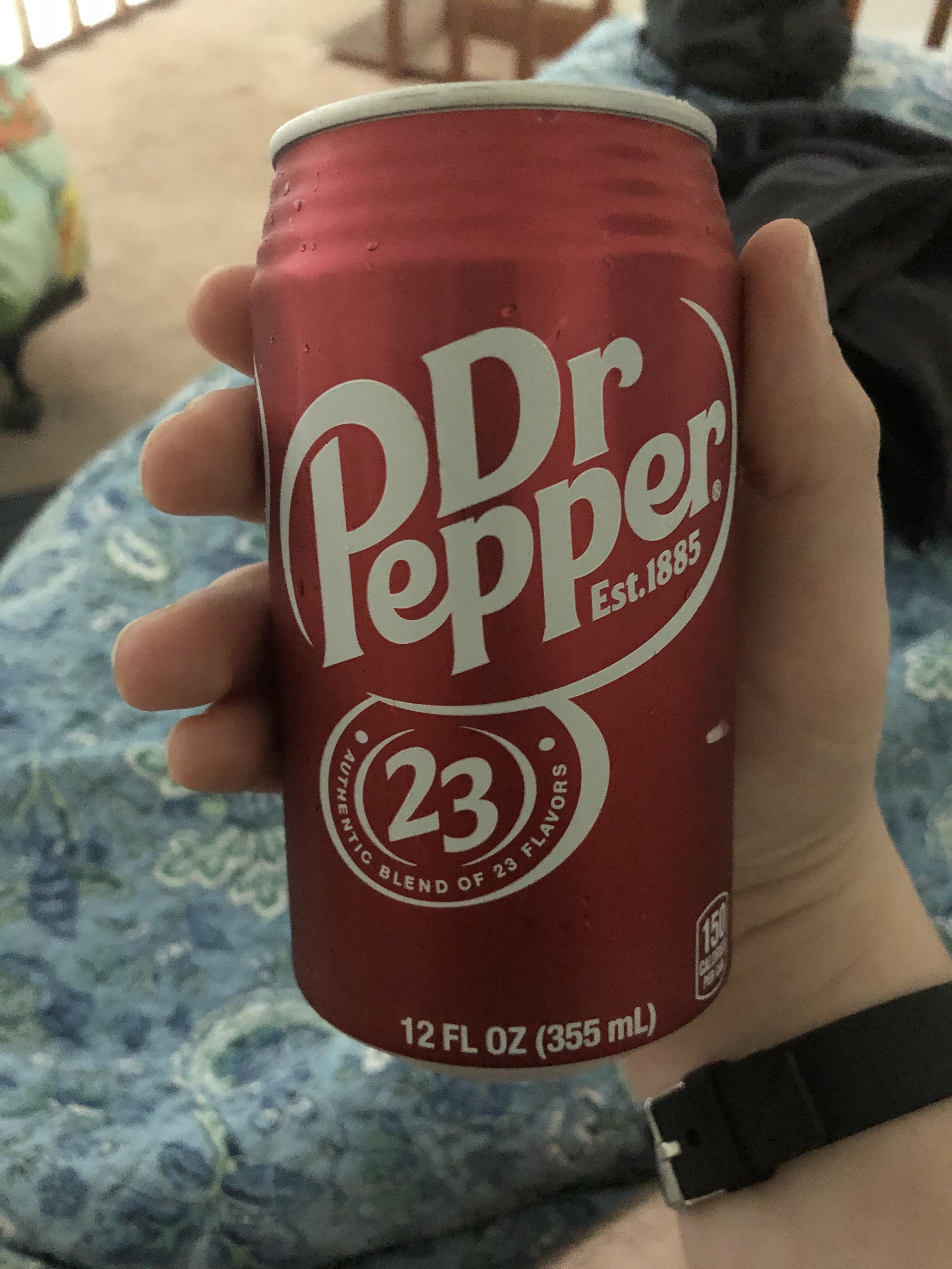 Closeup of a Dr. Pepper can