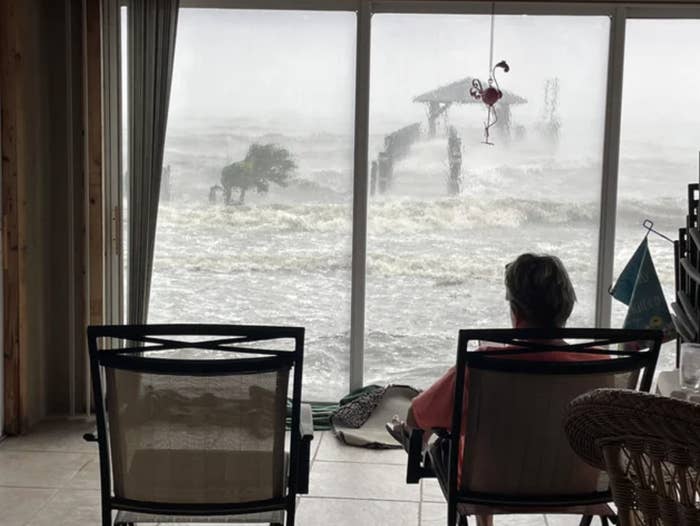 Someone watching a hurricane