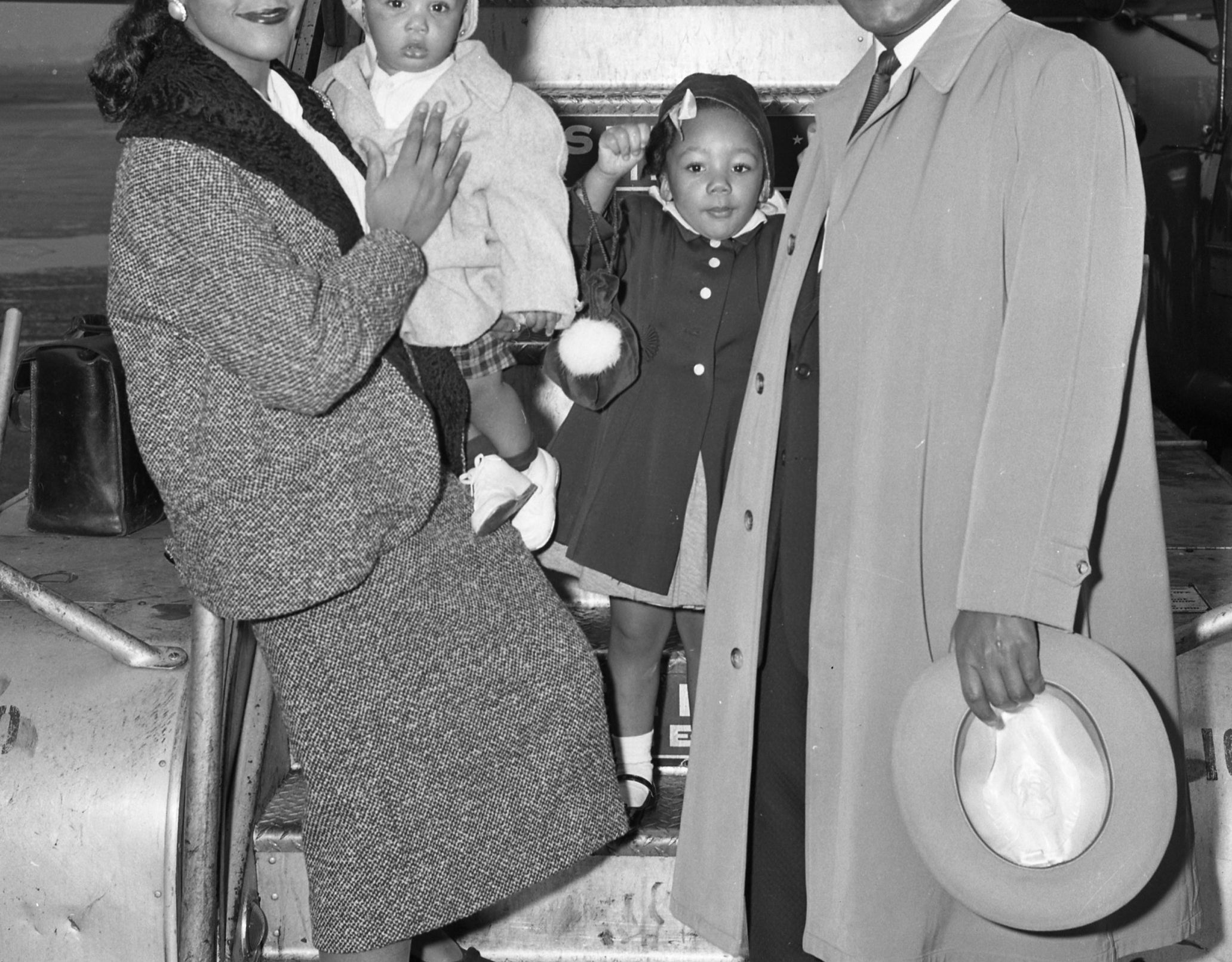 Martin poses with Coretta and two of their children