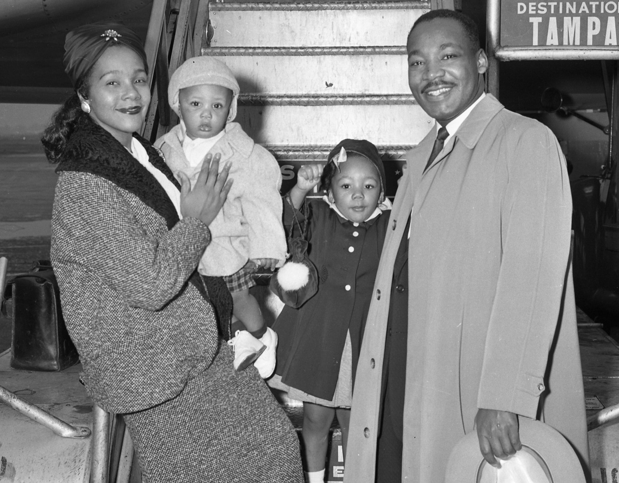 Martin poses with Coretta and two of their children