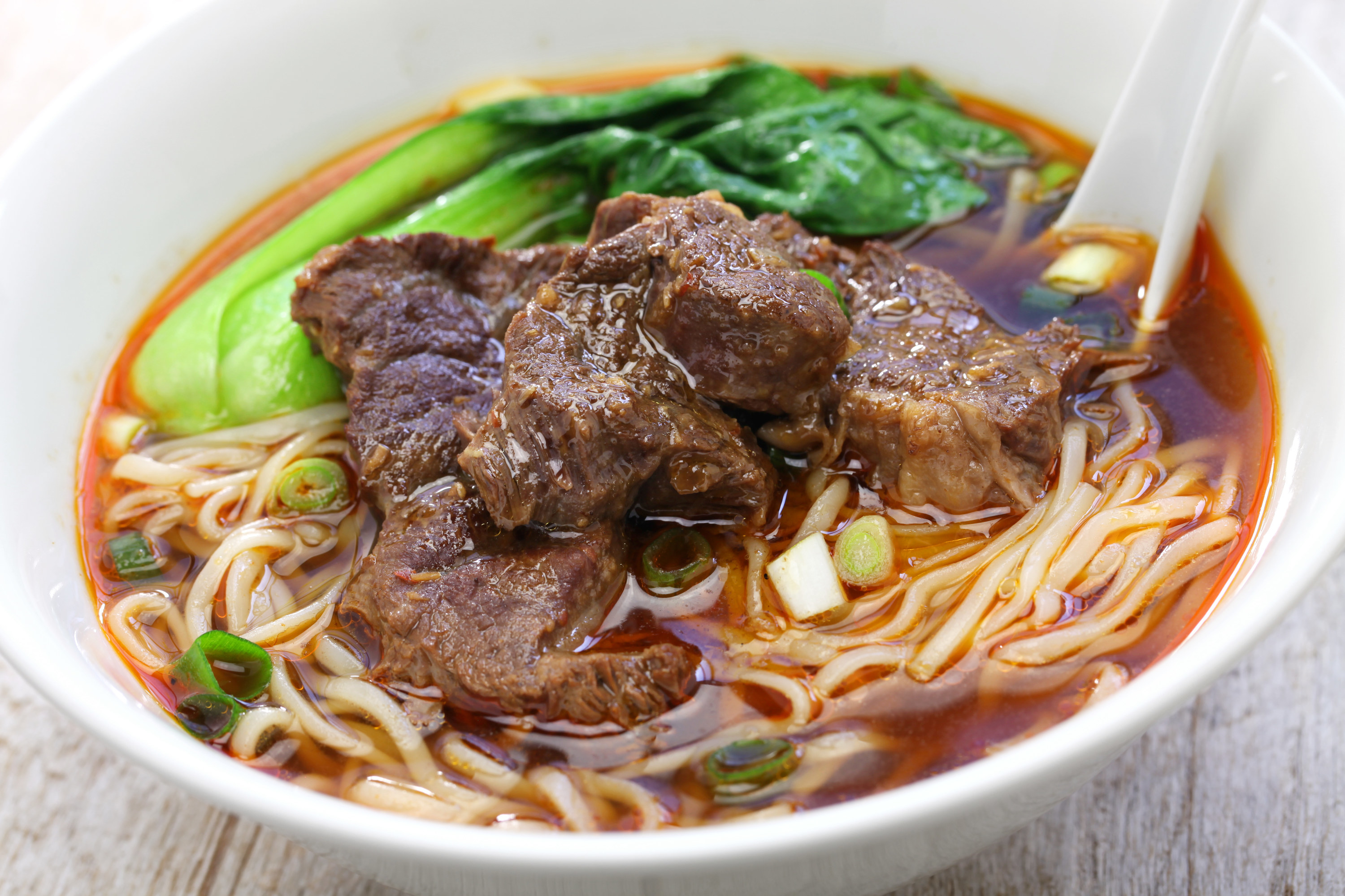 bowl of beed noodle soup
