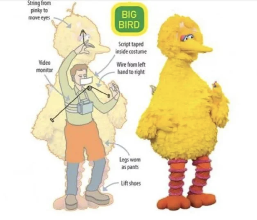 A diagram for the Big Bird costume