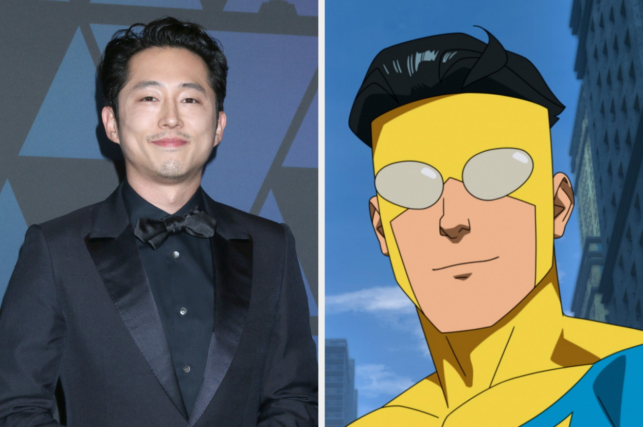 Side-by-side of Steven Yeun and Invincible