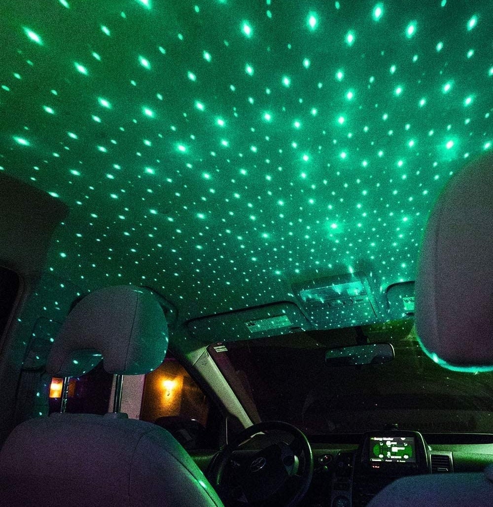 the lights projecting on a car roof