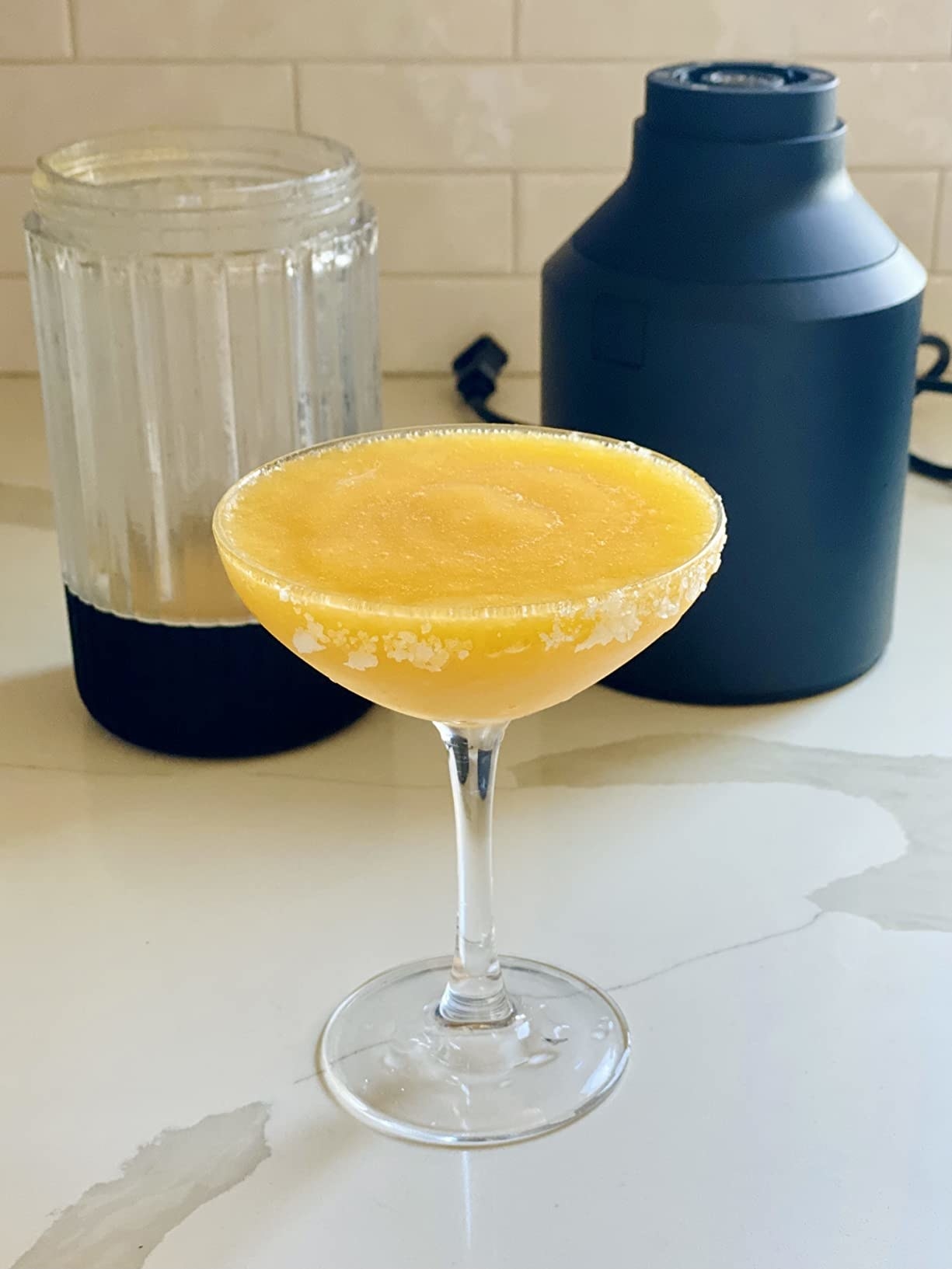 a reviewer&#x27;s frozen drink they made with the beast blender