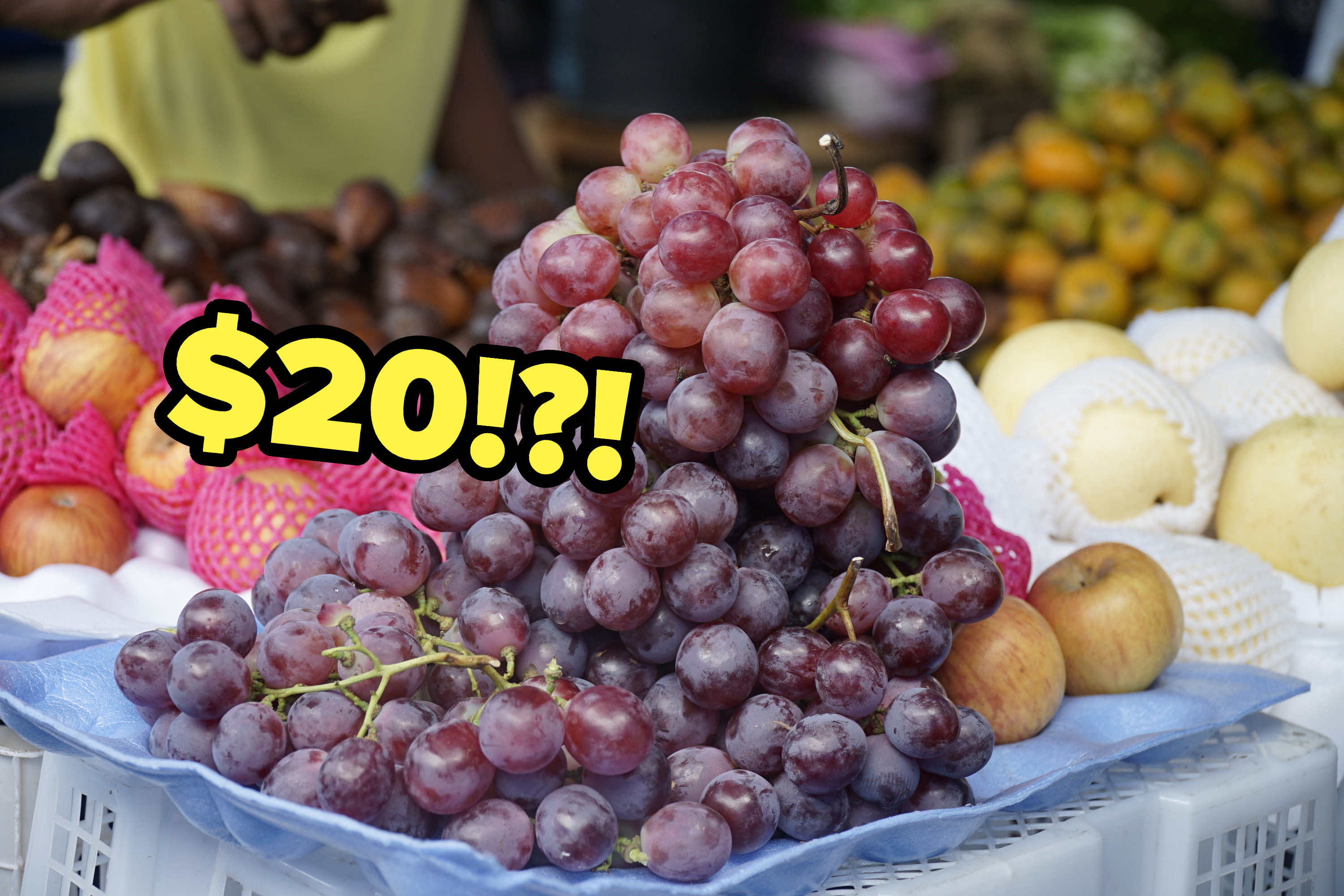 Grapes for sale at an outdoor market
