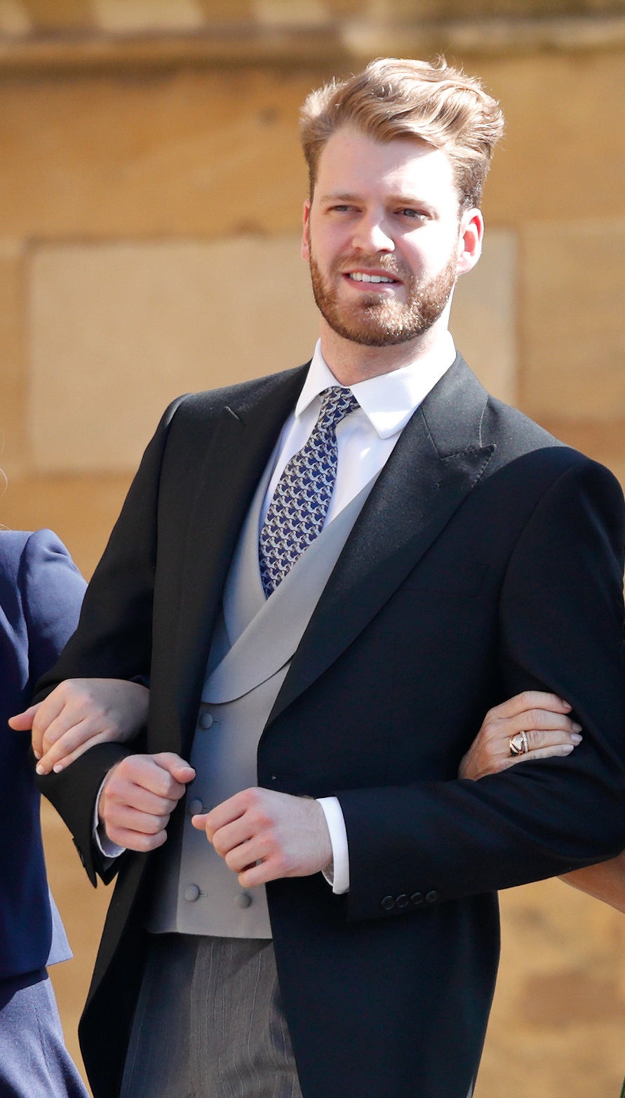 Lady Eliza Spencer, Louis Spencer, Viscount Althorp and Victoria Aitken attend the wedding of Prince Harry to Ms Meghan Markle at St George&#x27;s Chapel, Windsor Castle on May 19, 2018