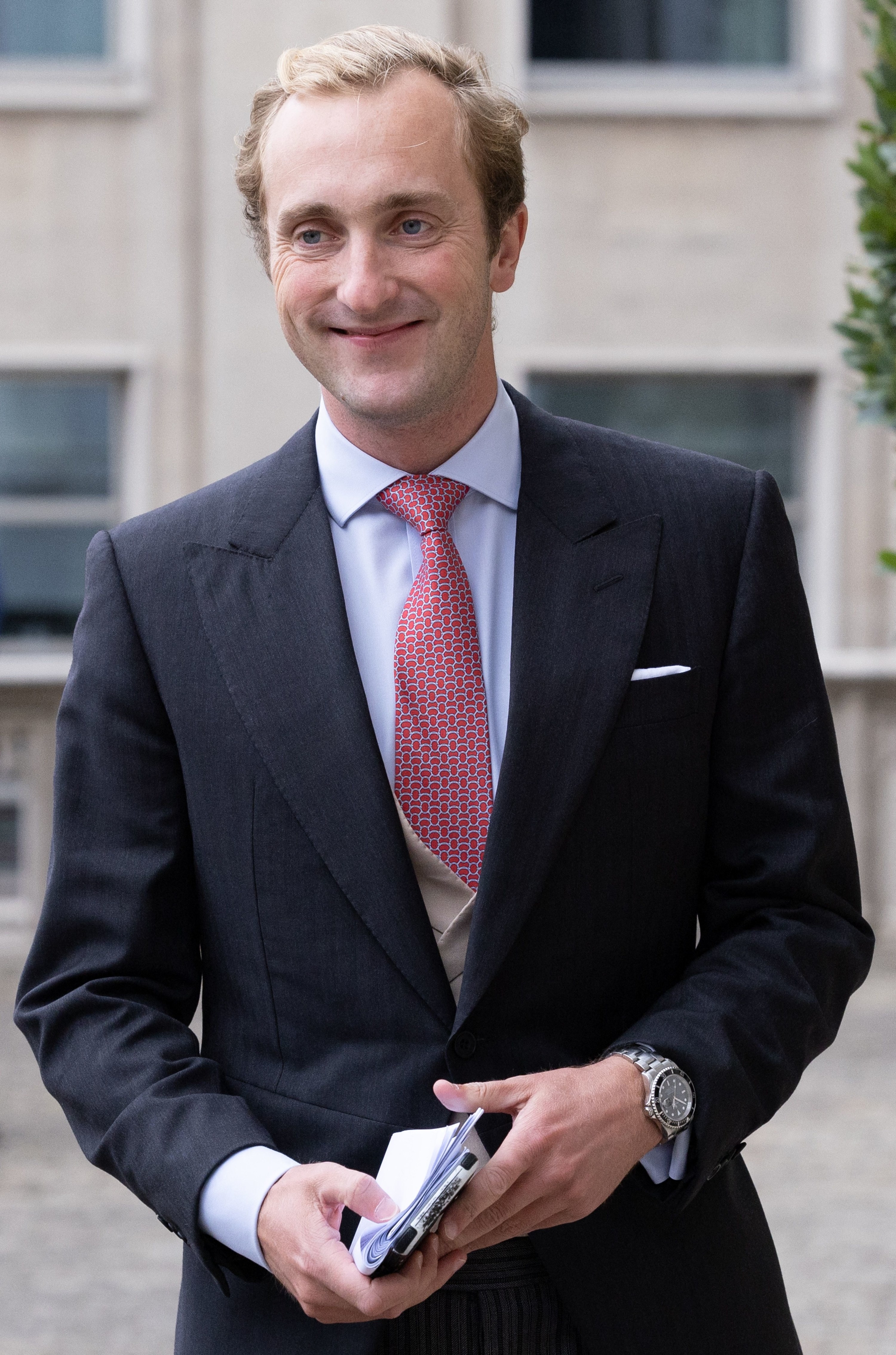 Prince Joachim pictured ahead of the wedding ceremony of Princess Maria-Laura of Belgium and William Isvy