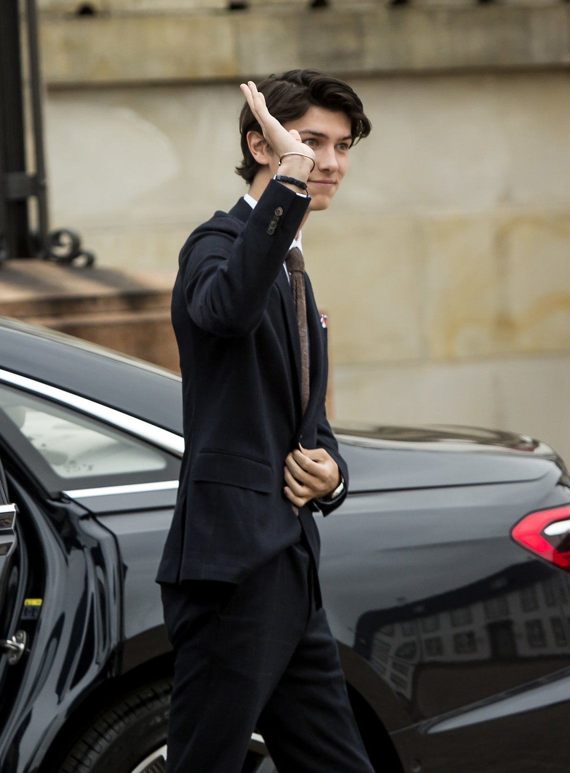 Prince Felix arrives to Fredensborg Palace Christian to participate in celebration of Prince Christian of Denmark on the occasion of his confirmation on May 15, 2021 in Fredensborg, Denmark