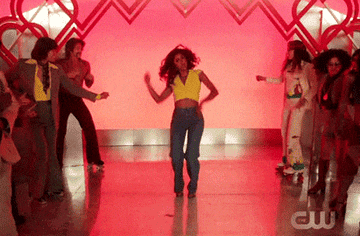 person dancing in blue jeans from the show &quot;Crazy Ex-Girlfriend&quot;