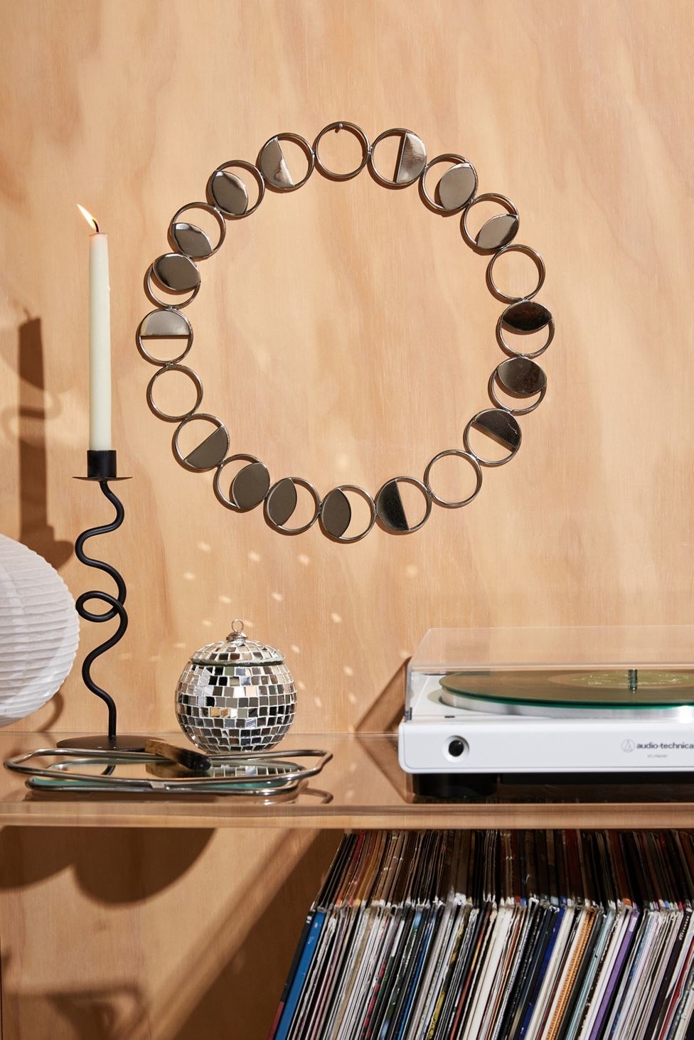 The moon phase wreath in silver