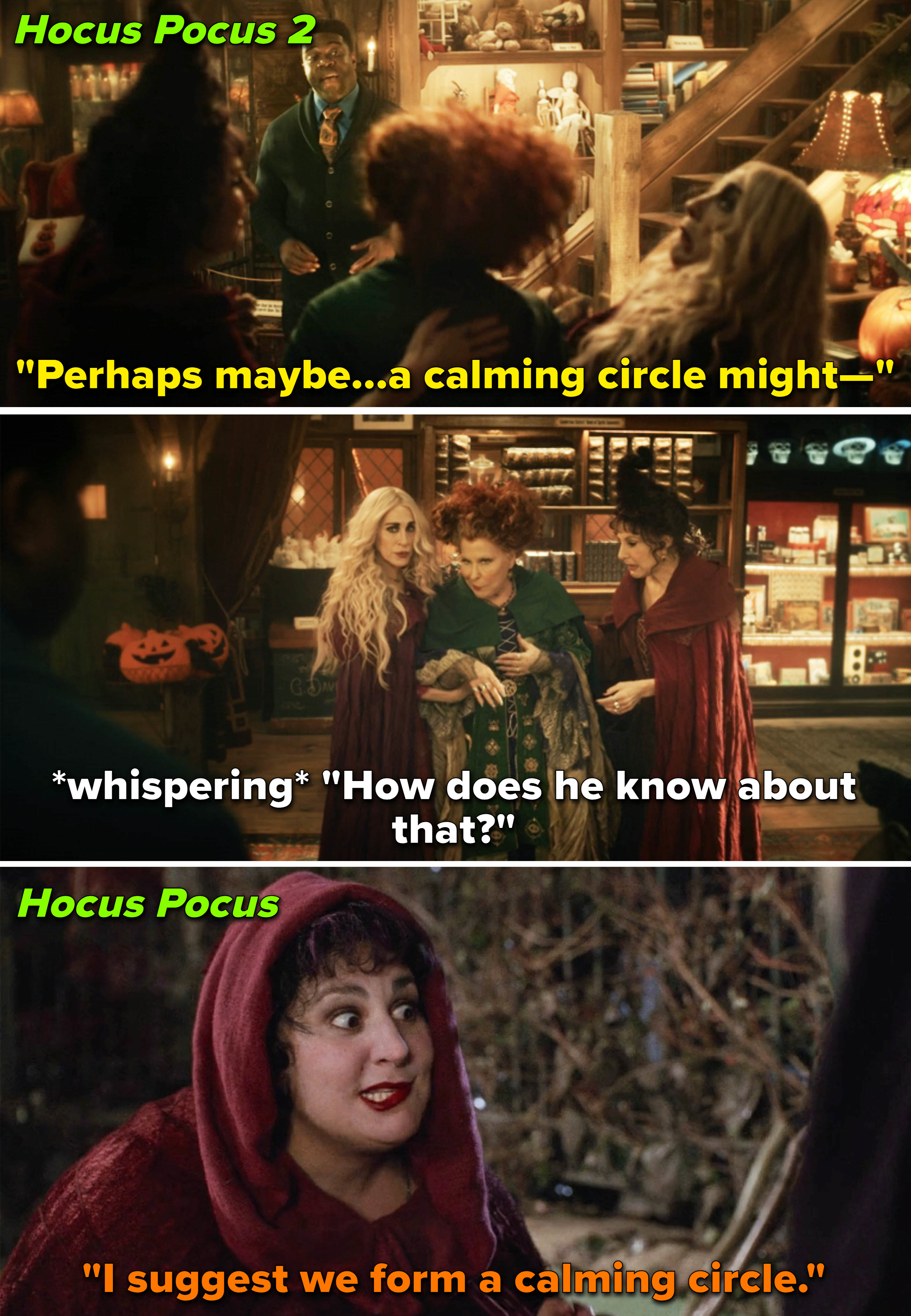 The reference to the &quot;calming circle&quot; in each film