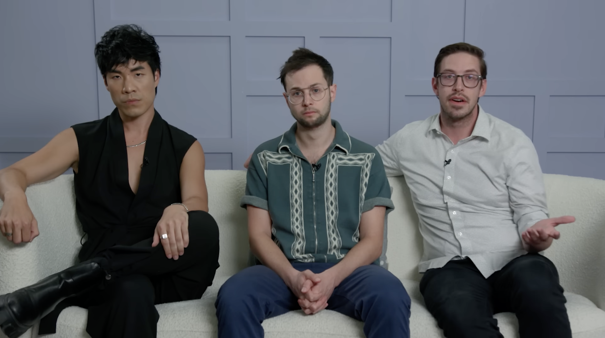 Eugene, Zach, and Keith sitting on a couch as they make their statement
