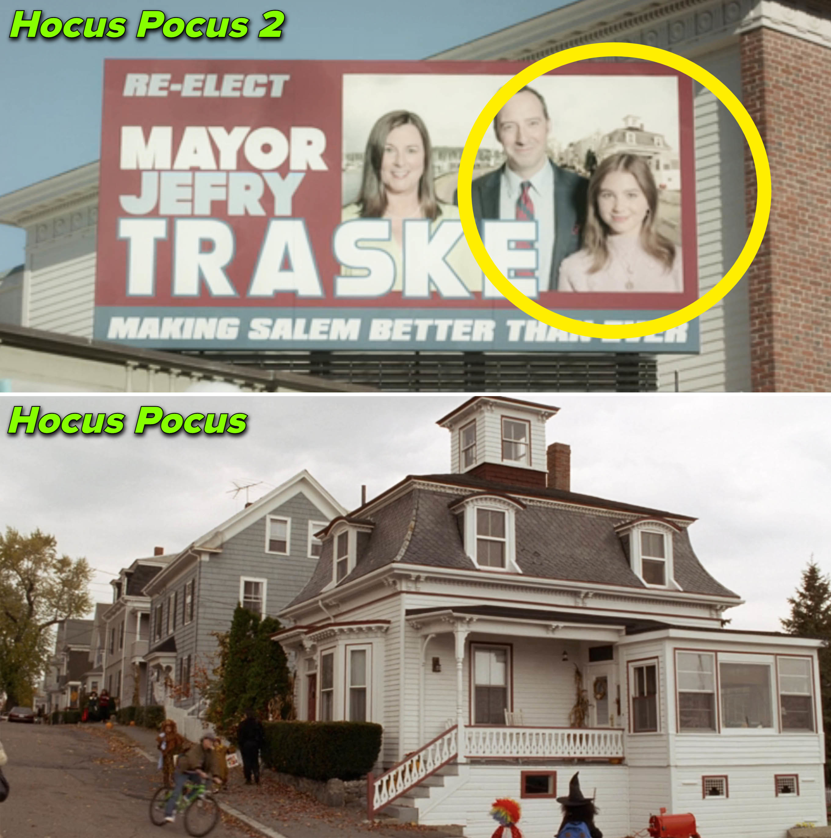 The home in the background of a political ad in Hocus Pocus 2