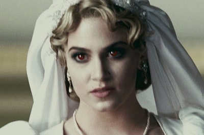 Rosalie from Twilight dressed in a wedding dress and veil