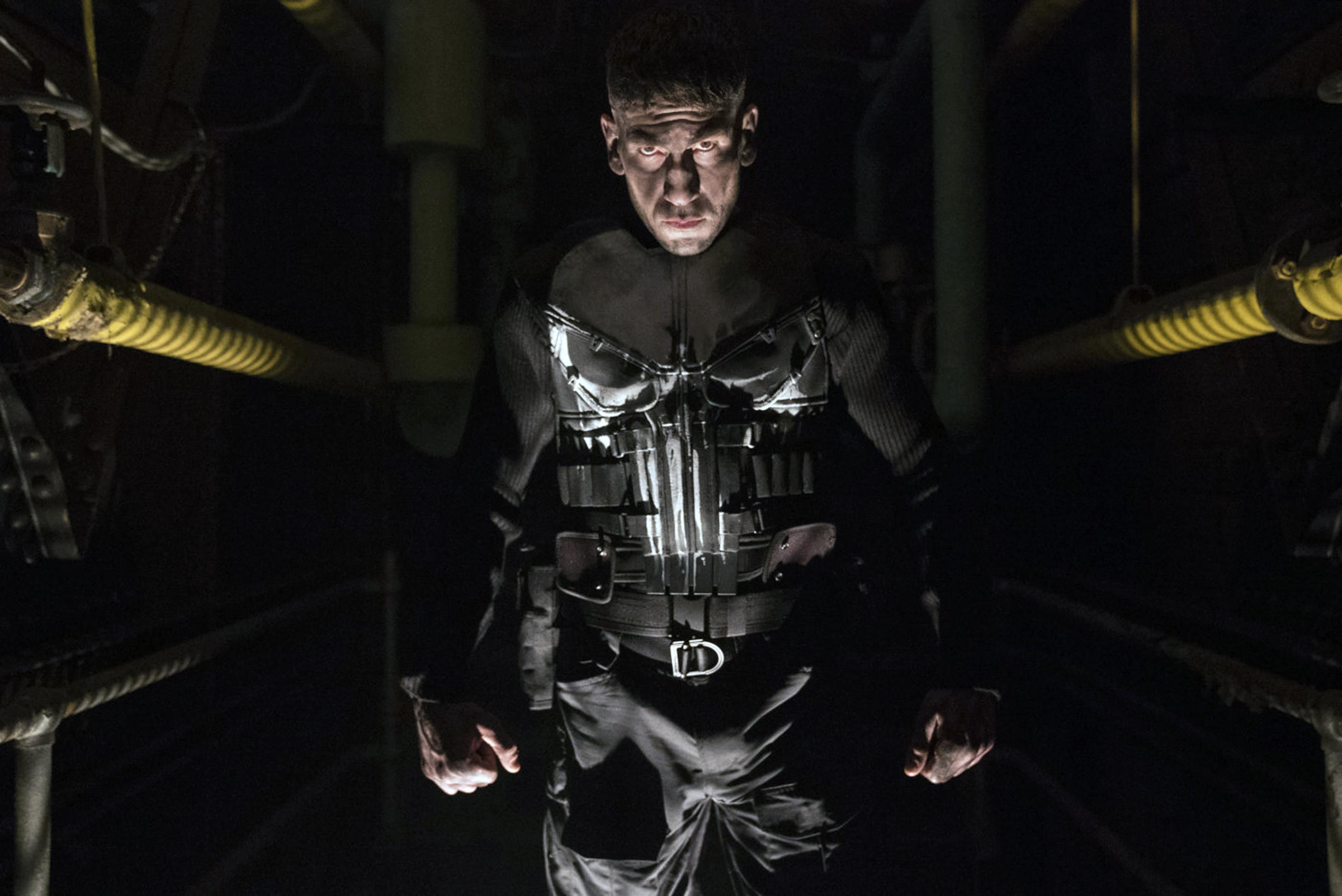 Frank Castle stands intensely in a boiler room in &quot;The Punisher&quot;
