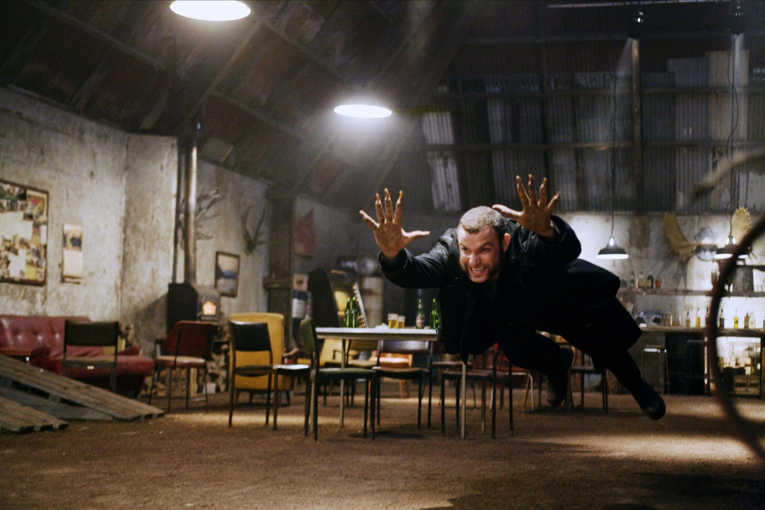 Sabretooth leaps in a rage in an empty bar in &quot;X-Men Origins: Wolverine&quot;
