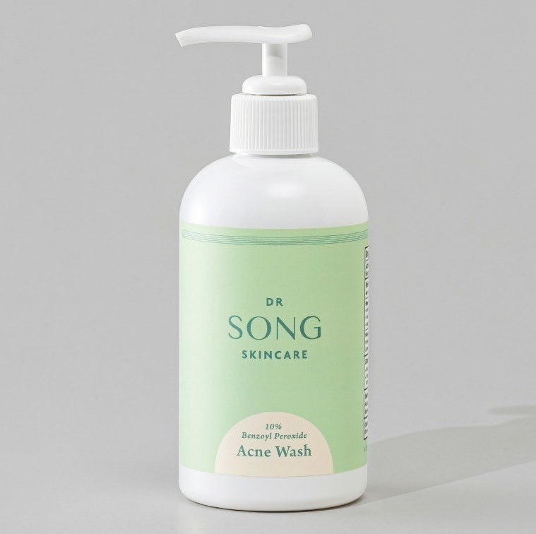 the bottle of dr song benzoyl peroxide acne wash