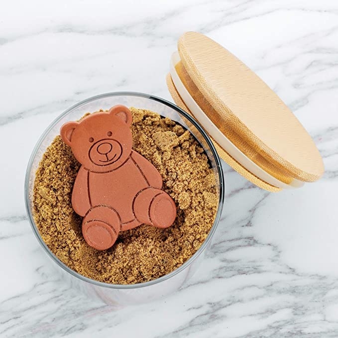 the clay bear in a canister of brown sugar