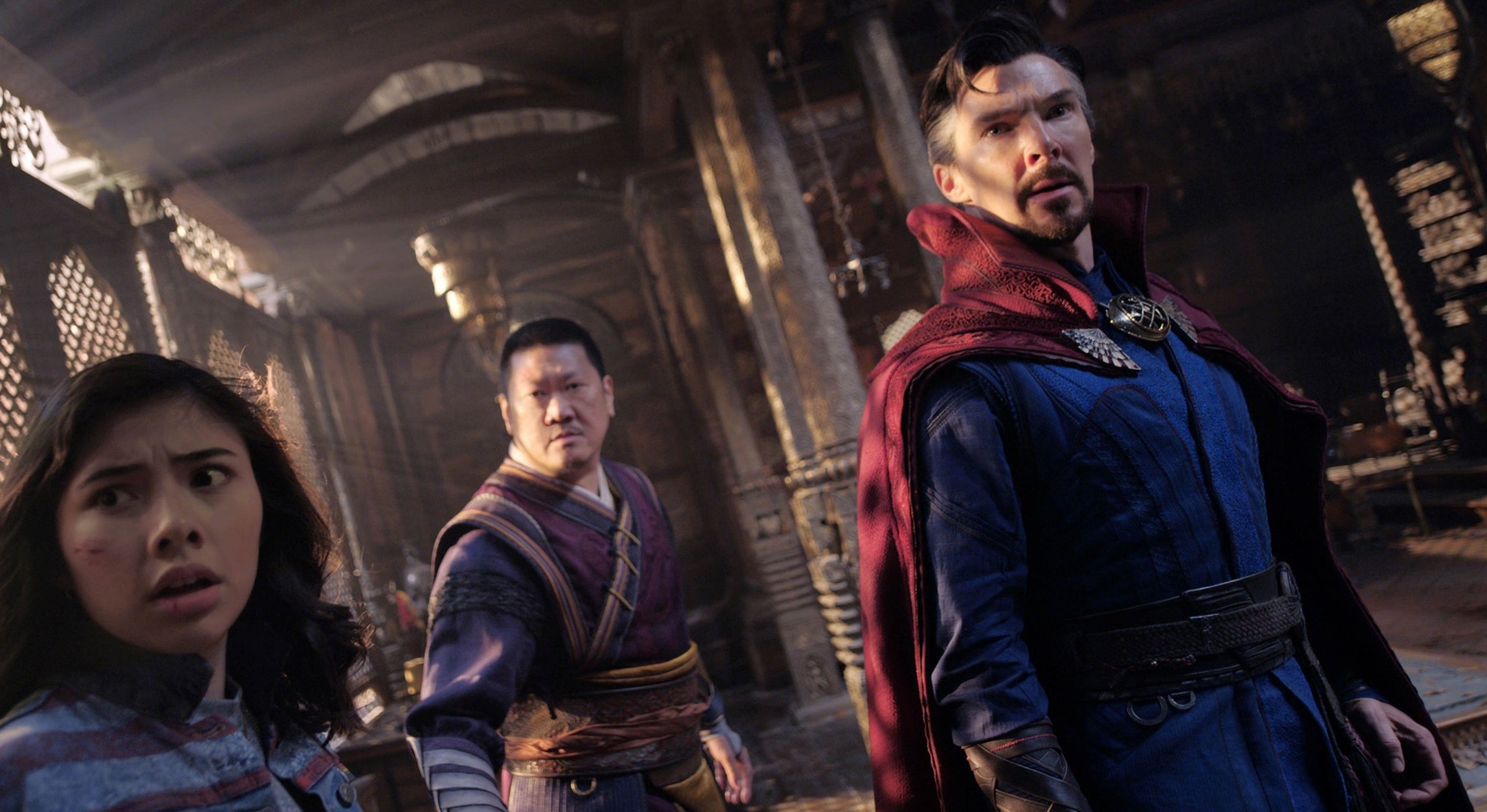 America, Wong and Dr. Strange prepare for the arrival of the Scarlet Witch in &quot;Doctor Strange in the Multiverse of Madness&quot;