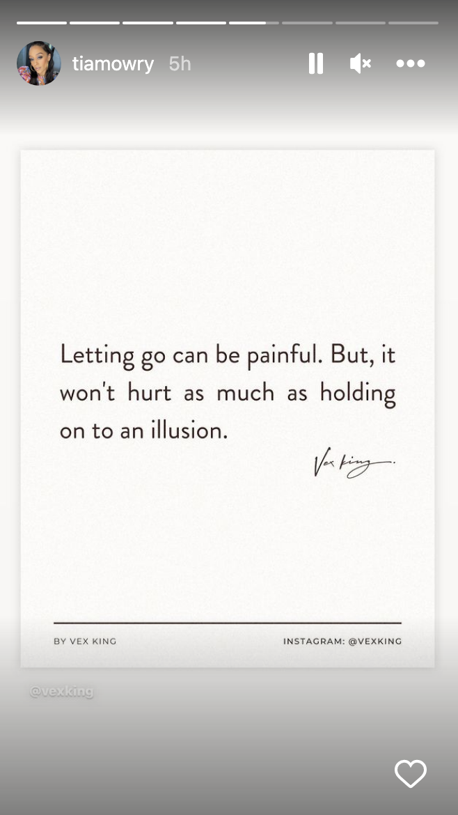 An Instagram post that reads &quot;letting go can be painful, but it won&#x27;t hurt as much as holding on to an illusion&quot;