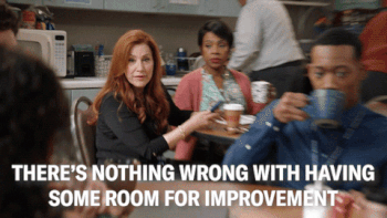 gif of lisa ann walter from the show &quot;abbott elementary&quot; saying &quot;there&#x27;s nothing wrong with having some room for improvement&quot;