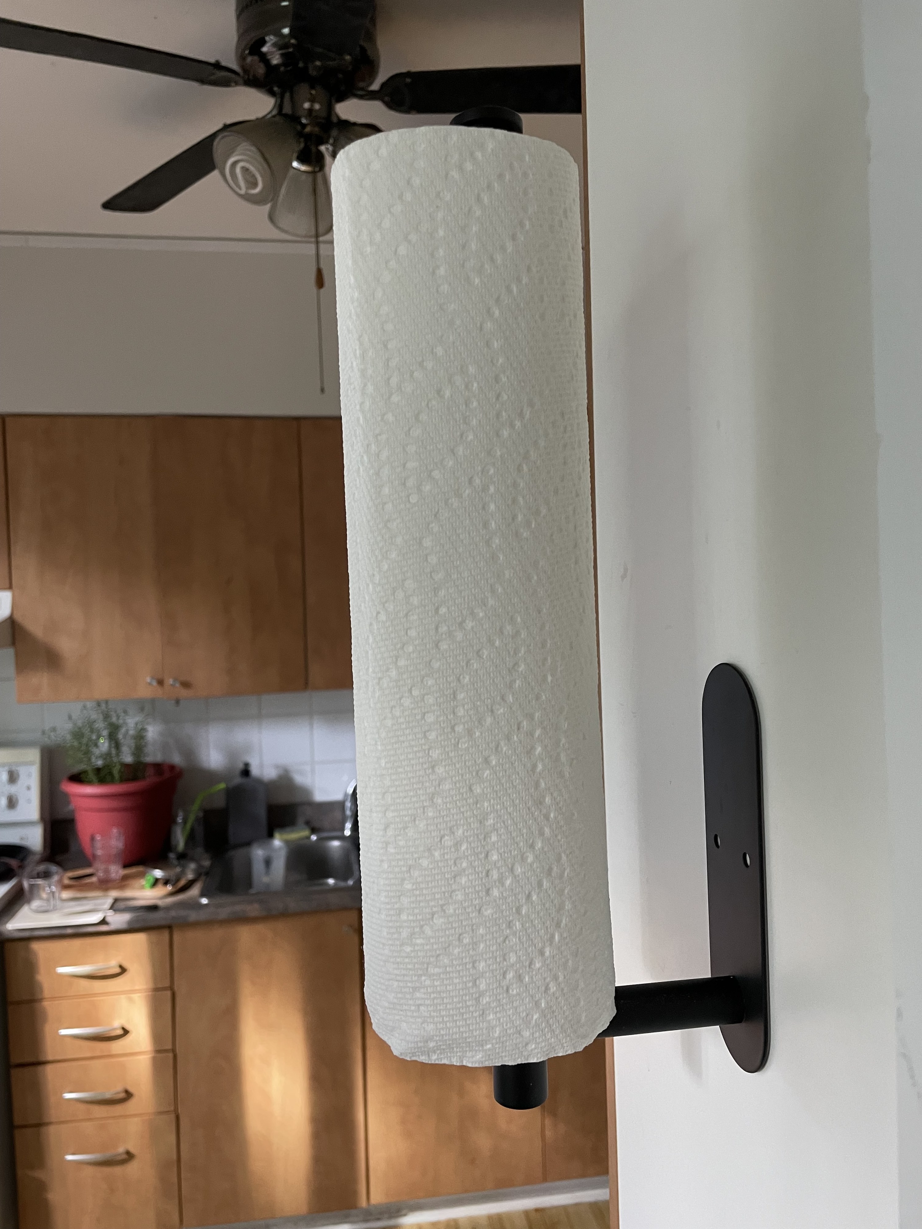 a paper towel roll on a paper towel holder