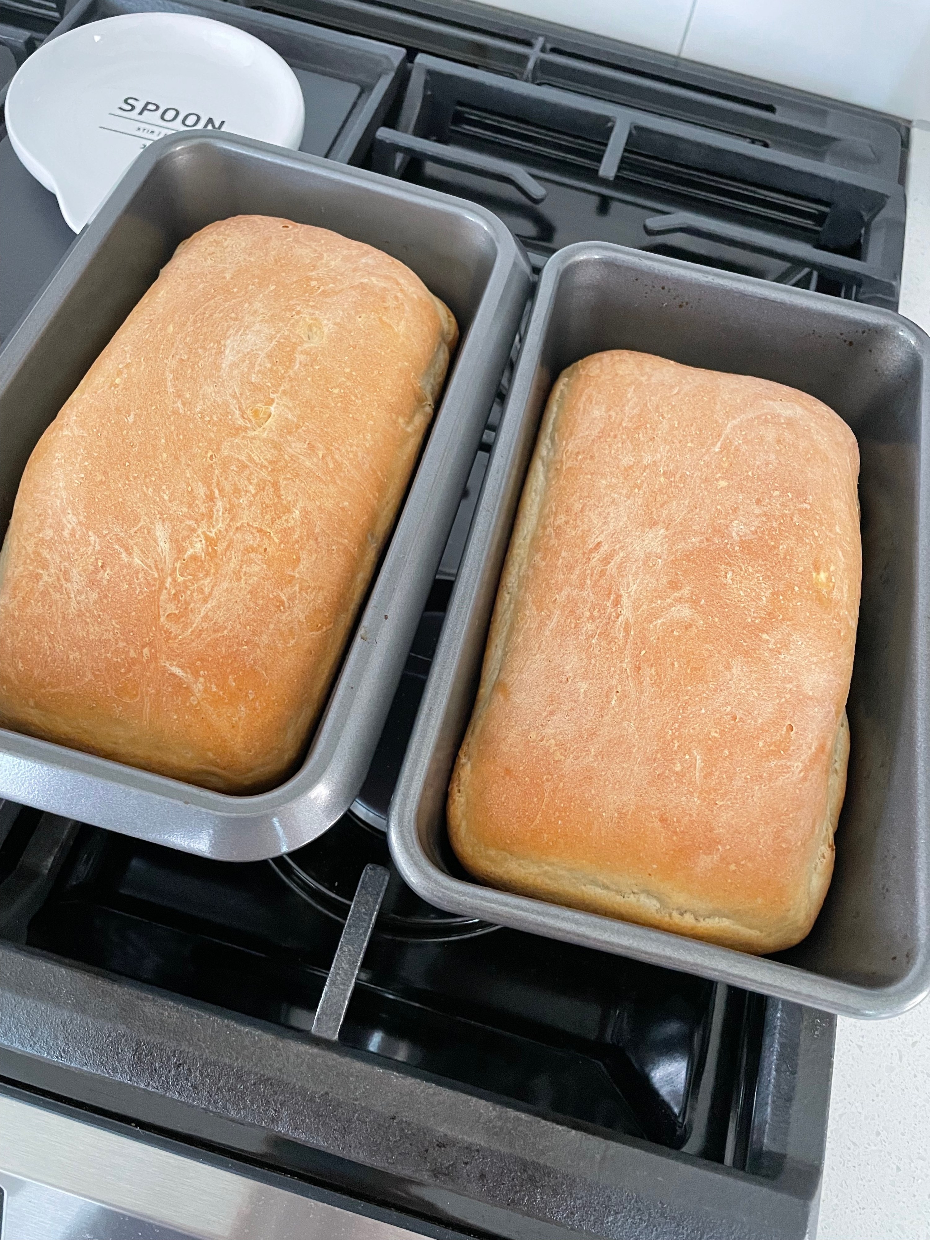 freshly baked bread on stove