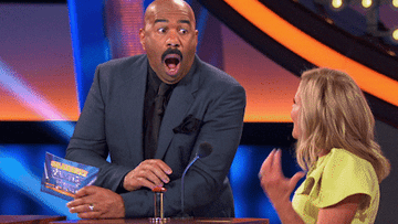 Steve Harvey looking shocked on the show