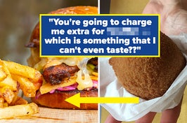 A burger; an arancini ball
