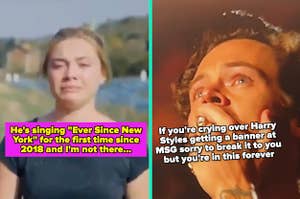 Florence Pugh in "Midsommar;" Harry Styles at MSG in 2022