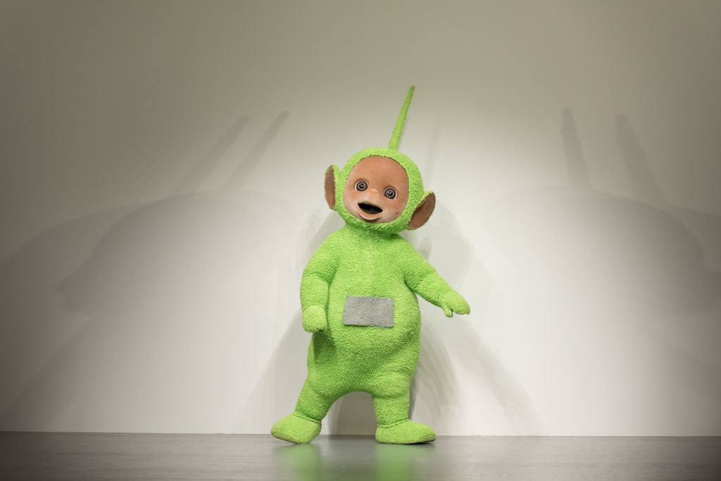 A Teletubby model on the runway